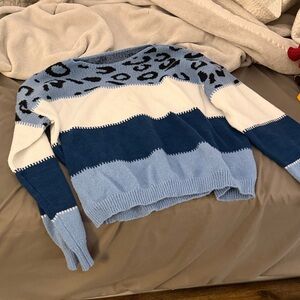 Stylish Blue and White Women's Sweater